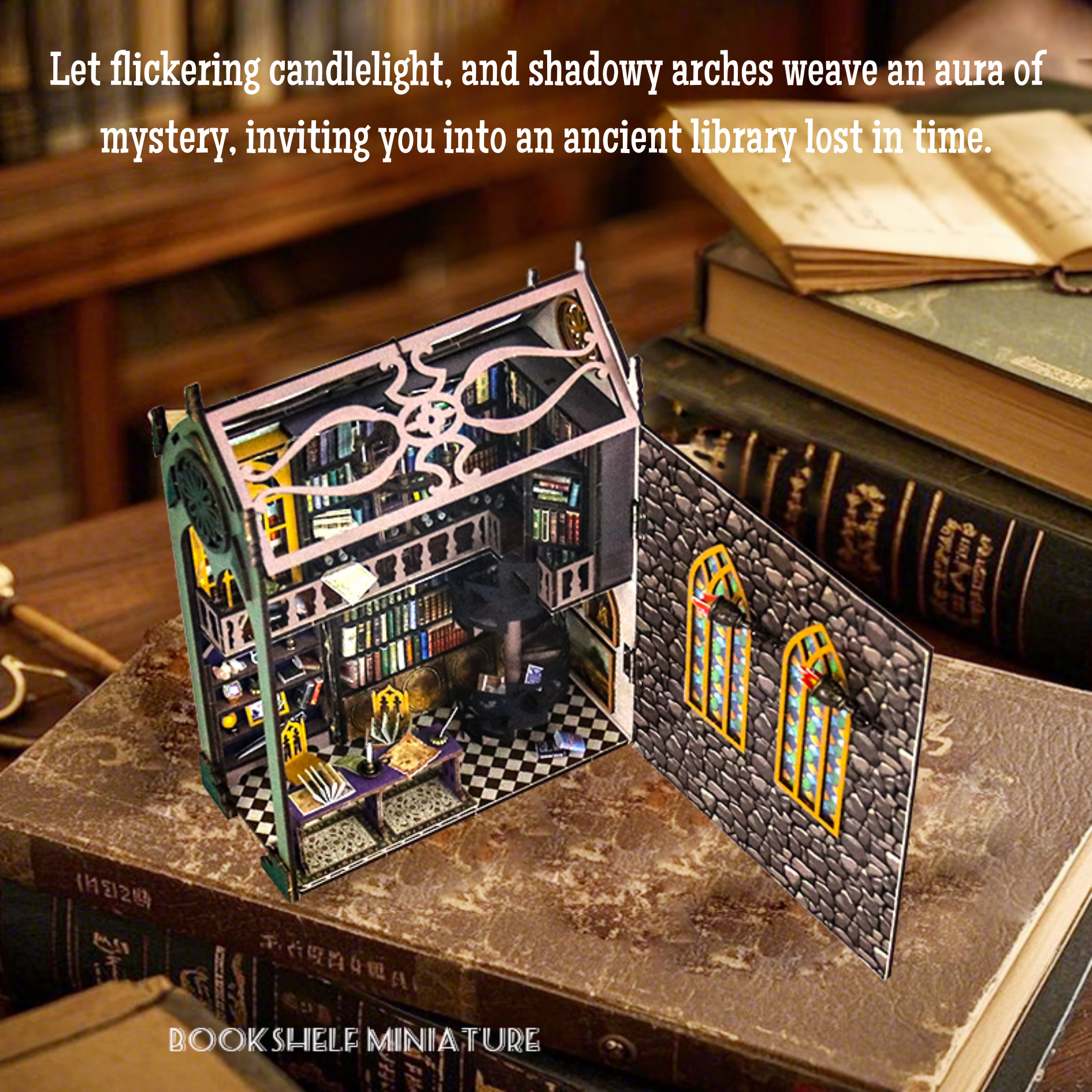 Rocoxia Ancient Library DIY Book Nook Kit - Rocoxia