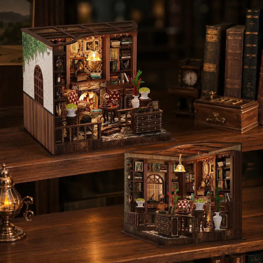 Double-Sided Reading Room Display — Left Bank Study DIY Mini House Kit |DIY Miniature Kit