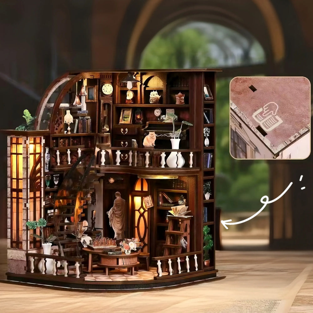 Touch-Activated Warm Lighting — Bacchus Bookstore DIY Mini House Kit l DIY Miniature Kit