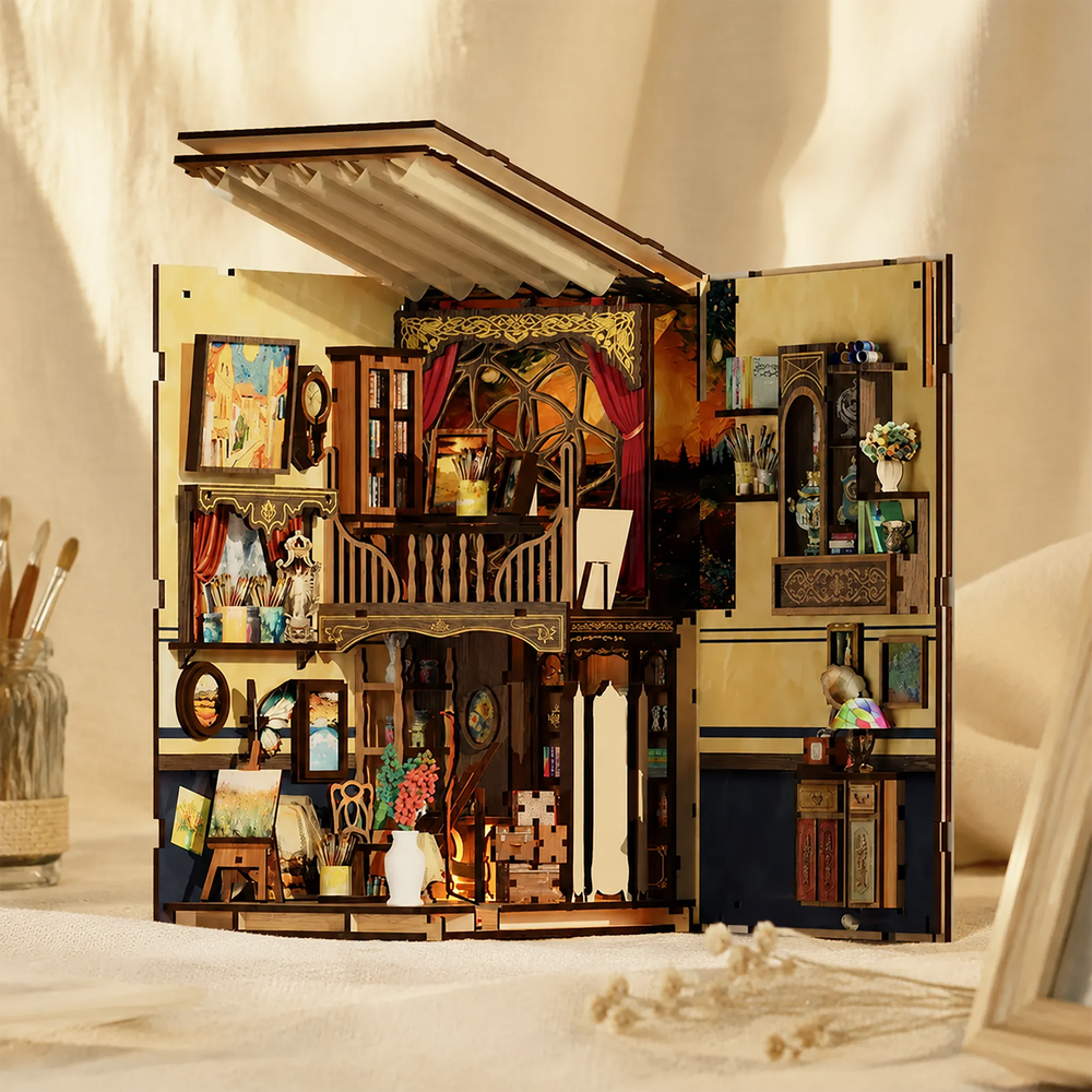A Two-Level Artist’s Loft — Whispers of Starlit Frames DIY Book Nook Bausatz