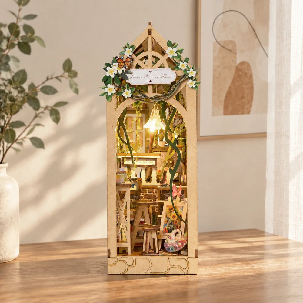 A Cozy Flower House Studio — Serene Flower House DIY Book Nook Kit