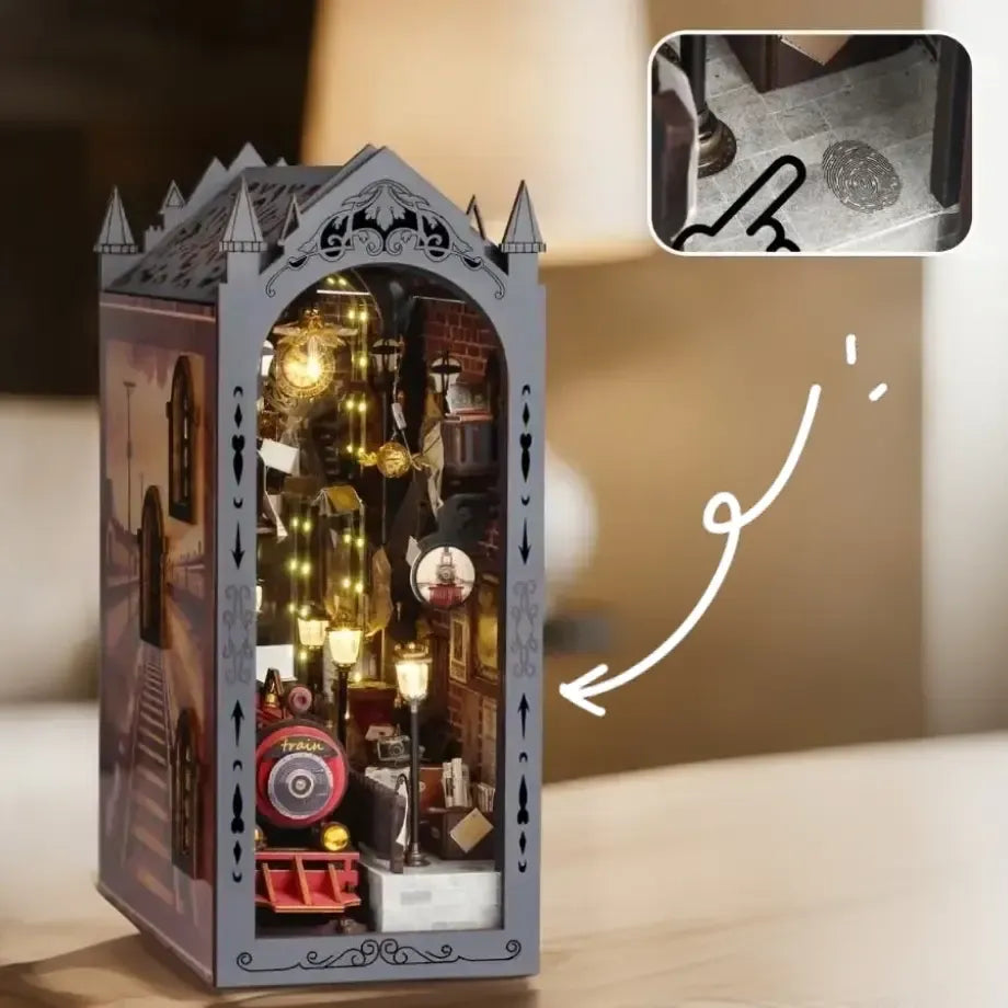 Touch-Controlled Warm Lighting — Fancy Train Platform DIY Book Nook Kit
