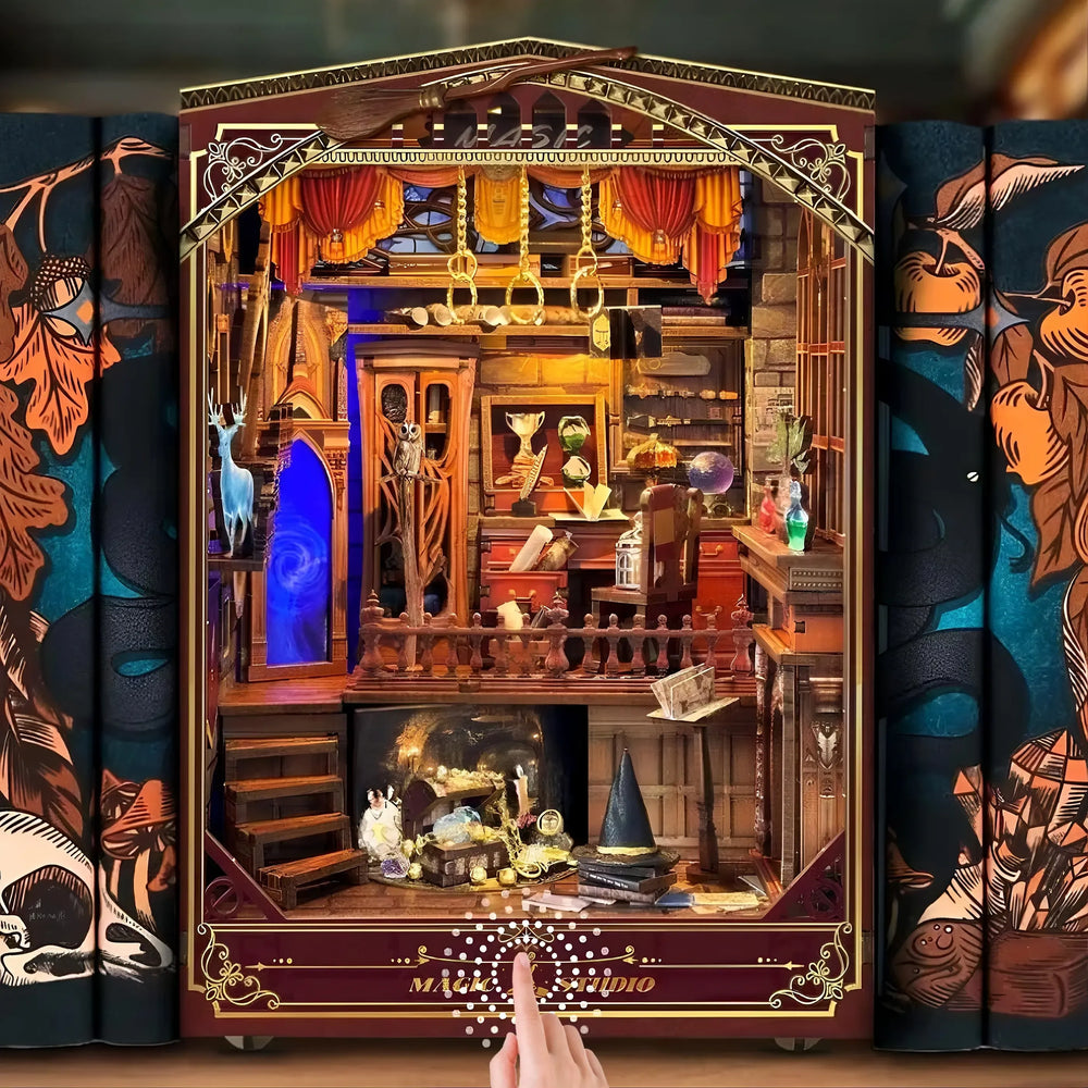 Touch-Activated Light-Up Wizard Chamber — Magic Studio Book Nook Kit (Upgraded Version)