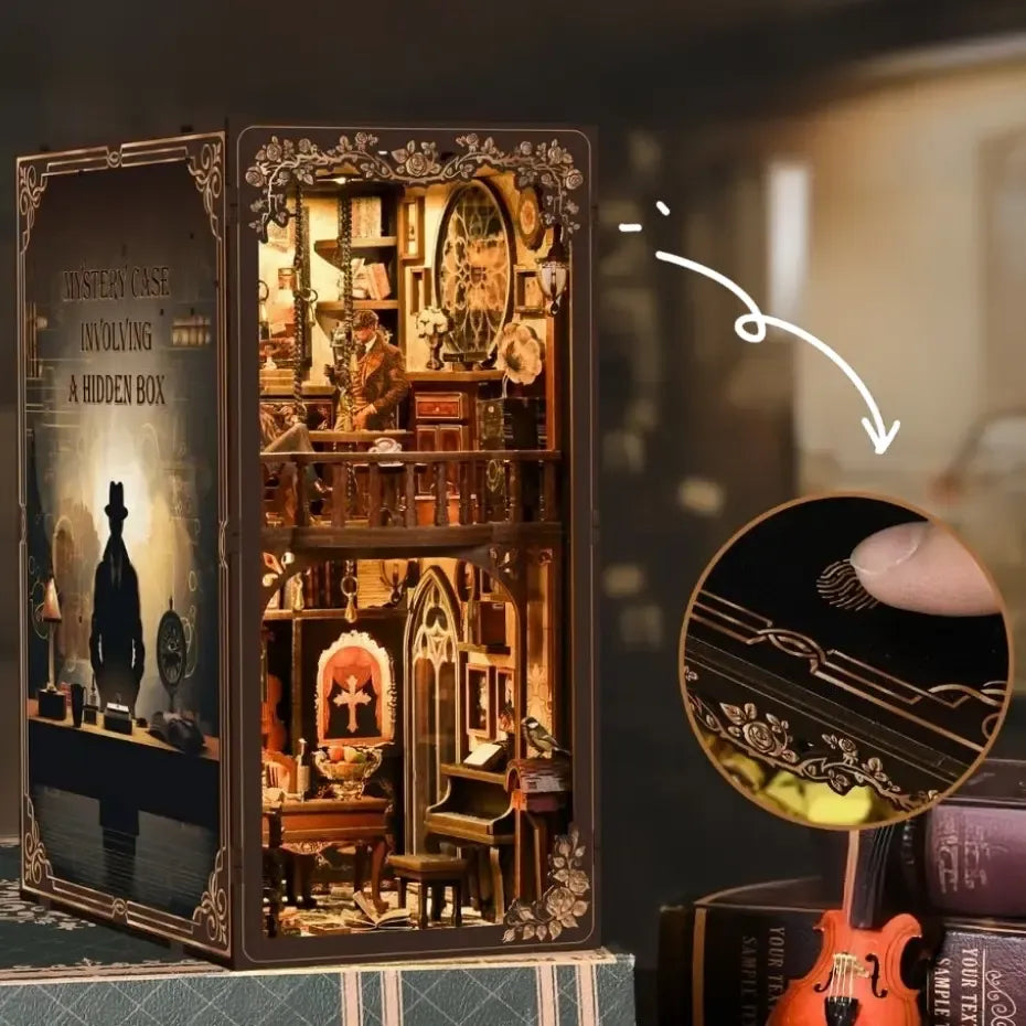 Touch-Activated Warm Lighting — Dark Box Mystery Case DIY Book Nook Kit