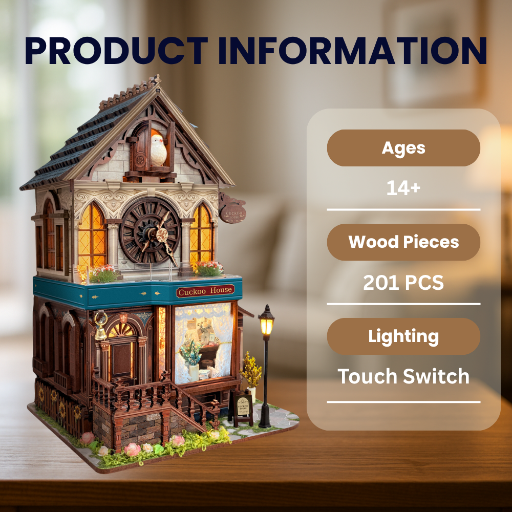 Cuckoo Clock House | Mechanical 3D Wooden Puzzle Kit - ROCOXIA