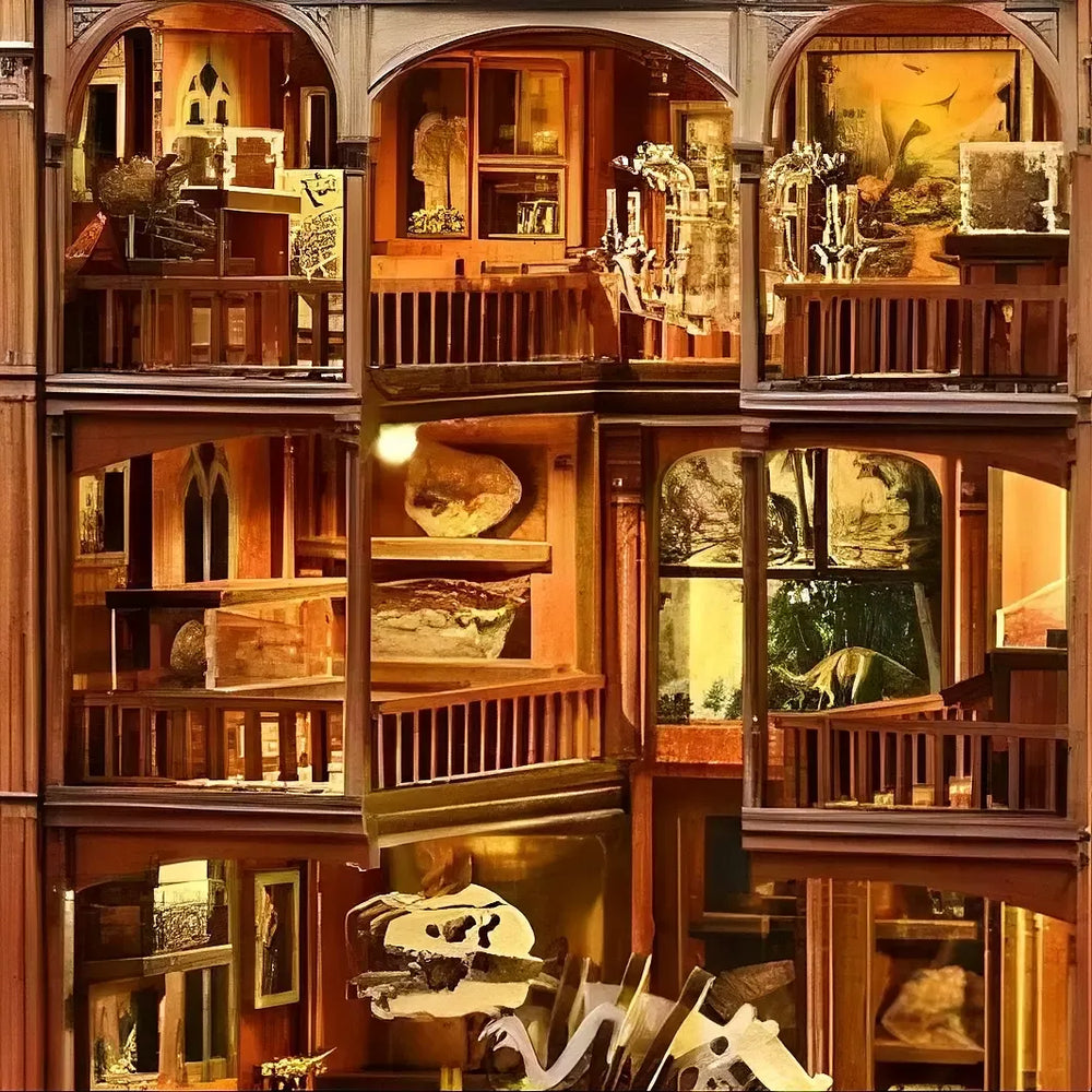 Three-Level Arched Museum Galleries — Fossil Museum DIY Book Nook Kit