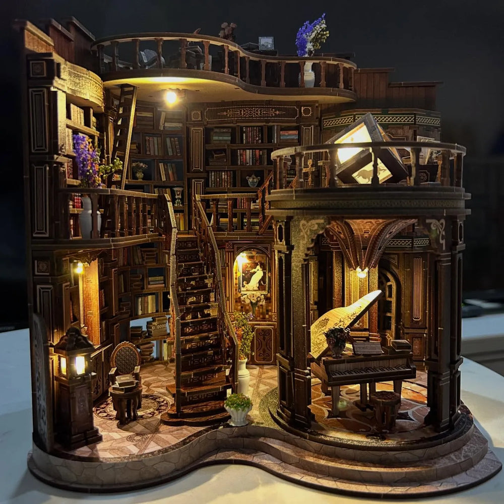 Grand Open-Style Library — Dreamy Book Hall DIY Miniature Kit