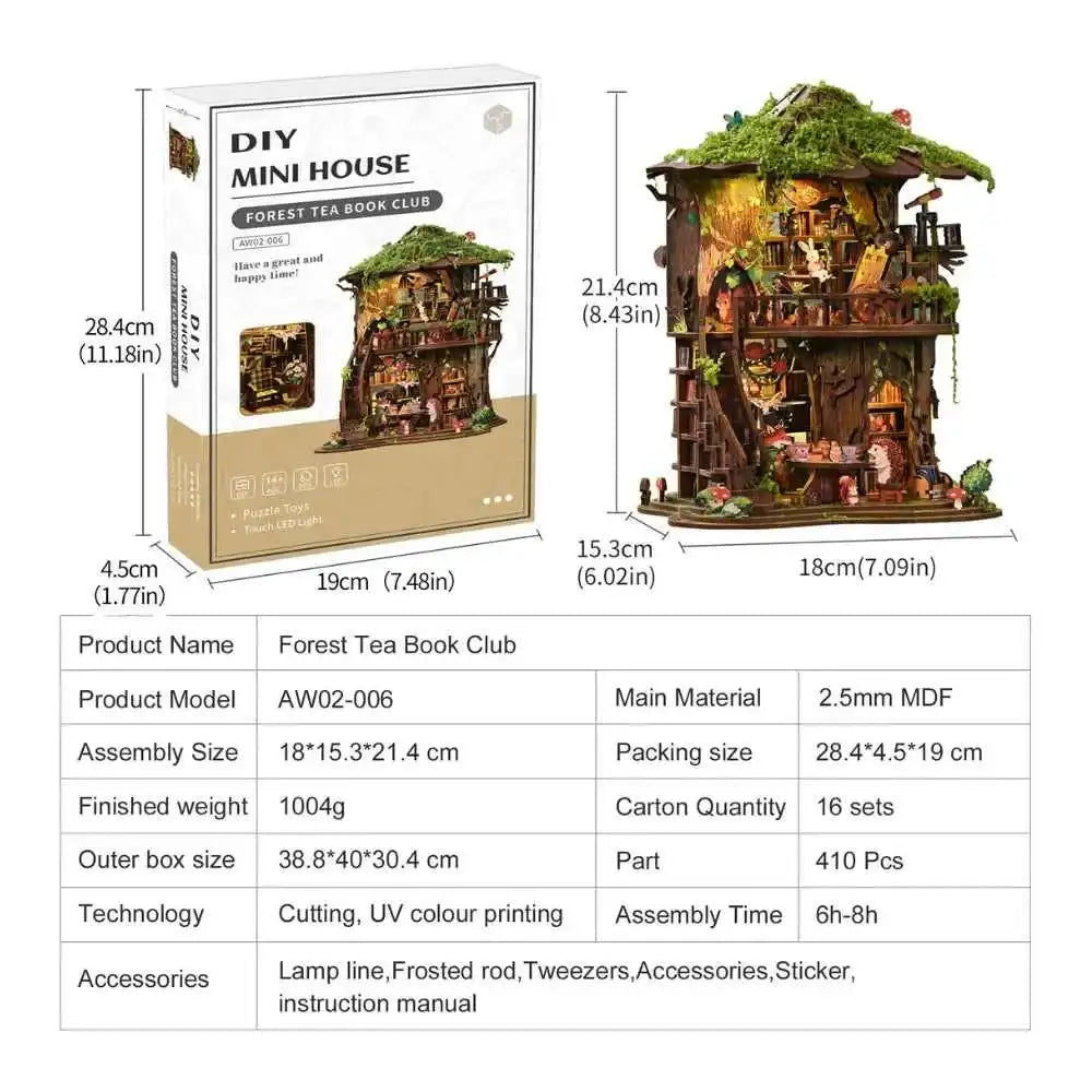 Forest Tea Book Club DIY Mini House Kit l DIY Miniature Kit - ROCOXIA