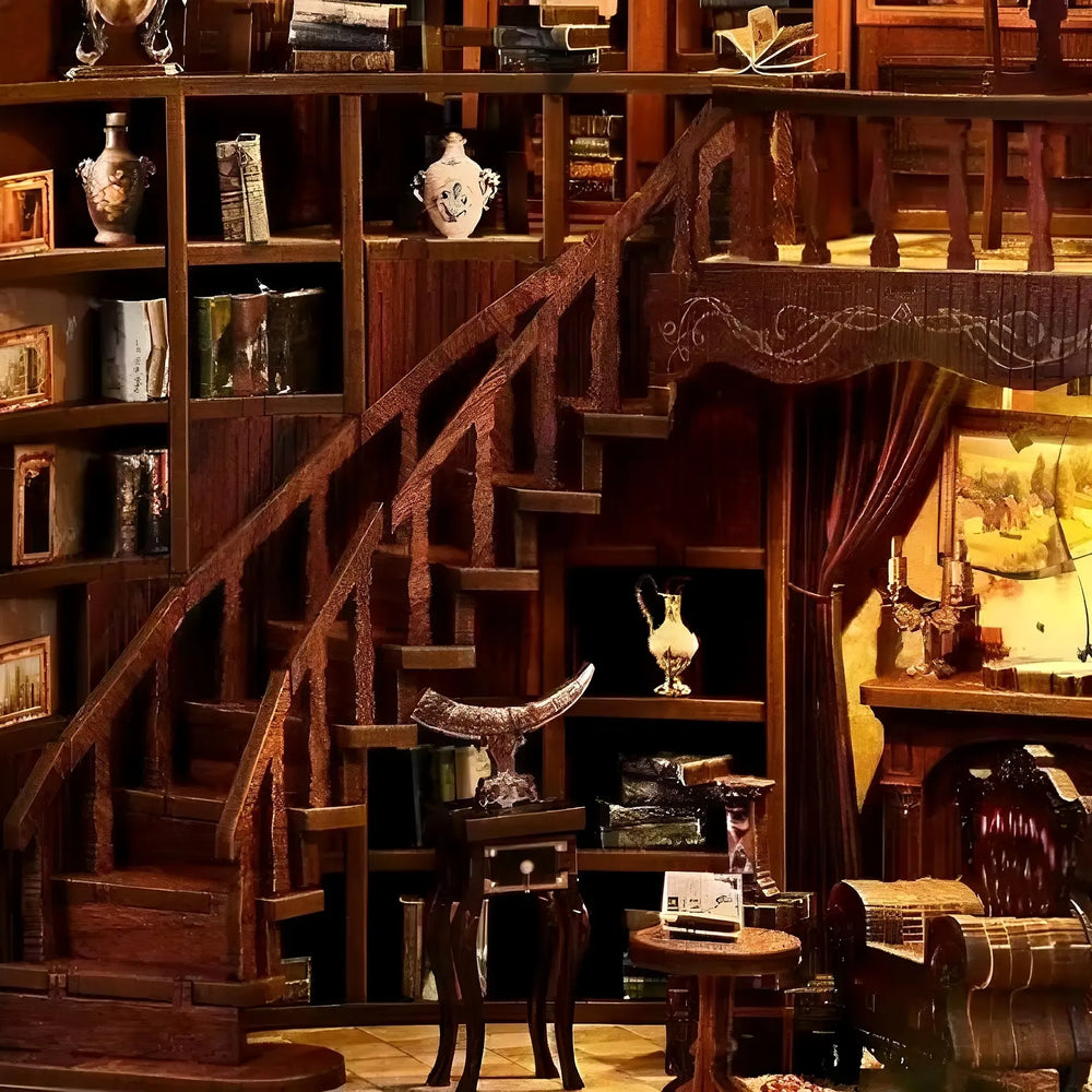 Two-Level Library Design — Ancient Rhyme Library DIY Book Nook Kit