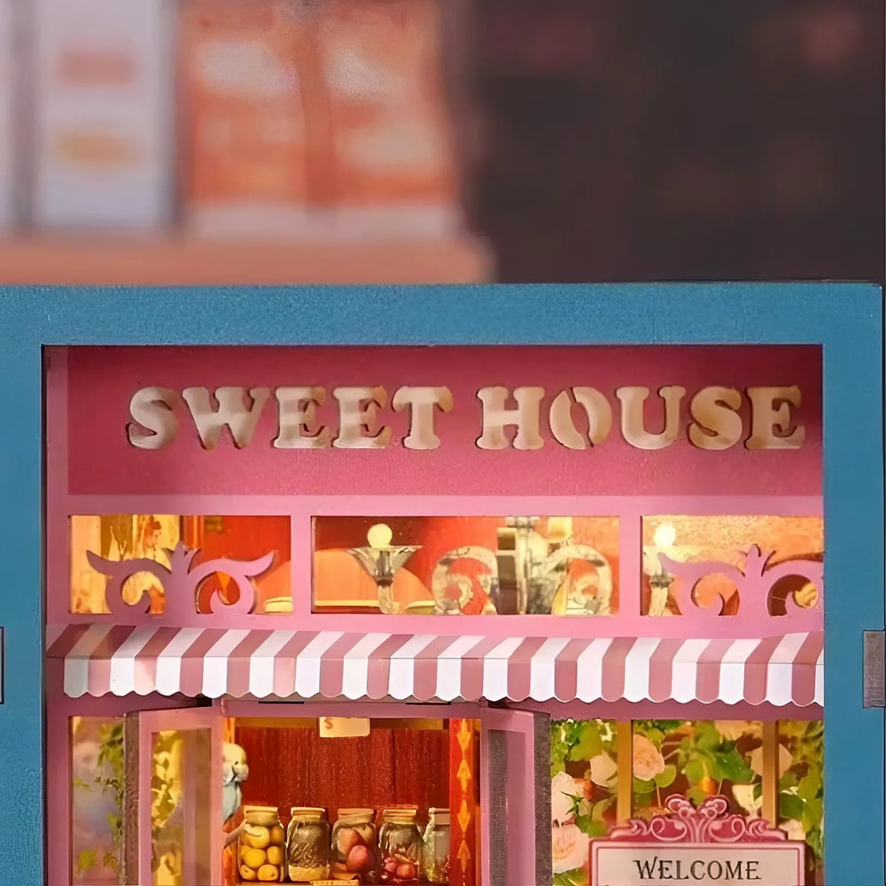 Pastel Pink Candy Store Facade — Sweet House DIY Book Nook Kit