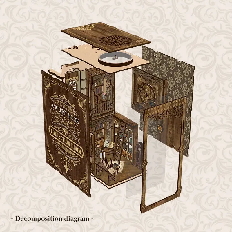 Slide-Out Dust Cover — Ancient Book Collection Room DIY Book Nook Kit