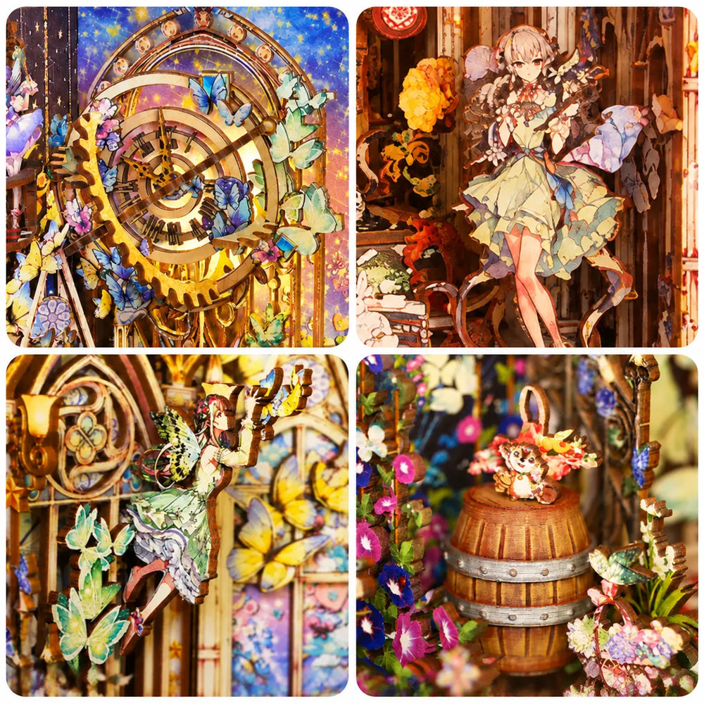 Whimsical Characters & Clockwork Details — Fairytale Houses DIY Book Nook Kit - A forest of wonder