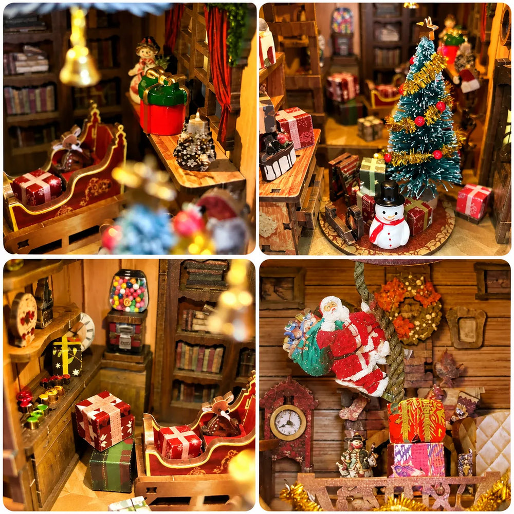 Santa’s Sleigh & Festive Treasures — Jingle Cabin DIY Bücherregal-Eckbausatz