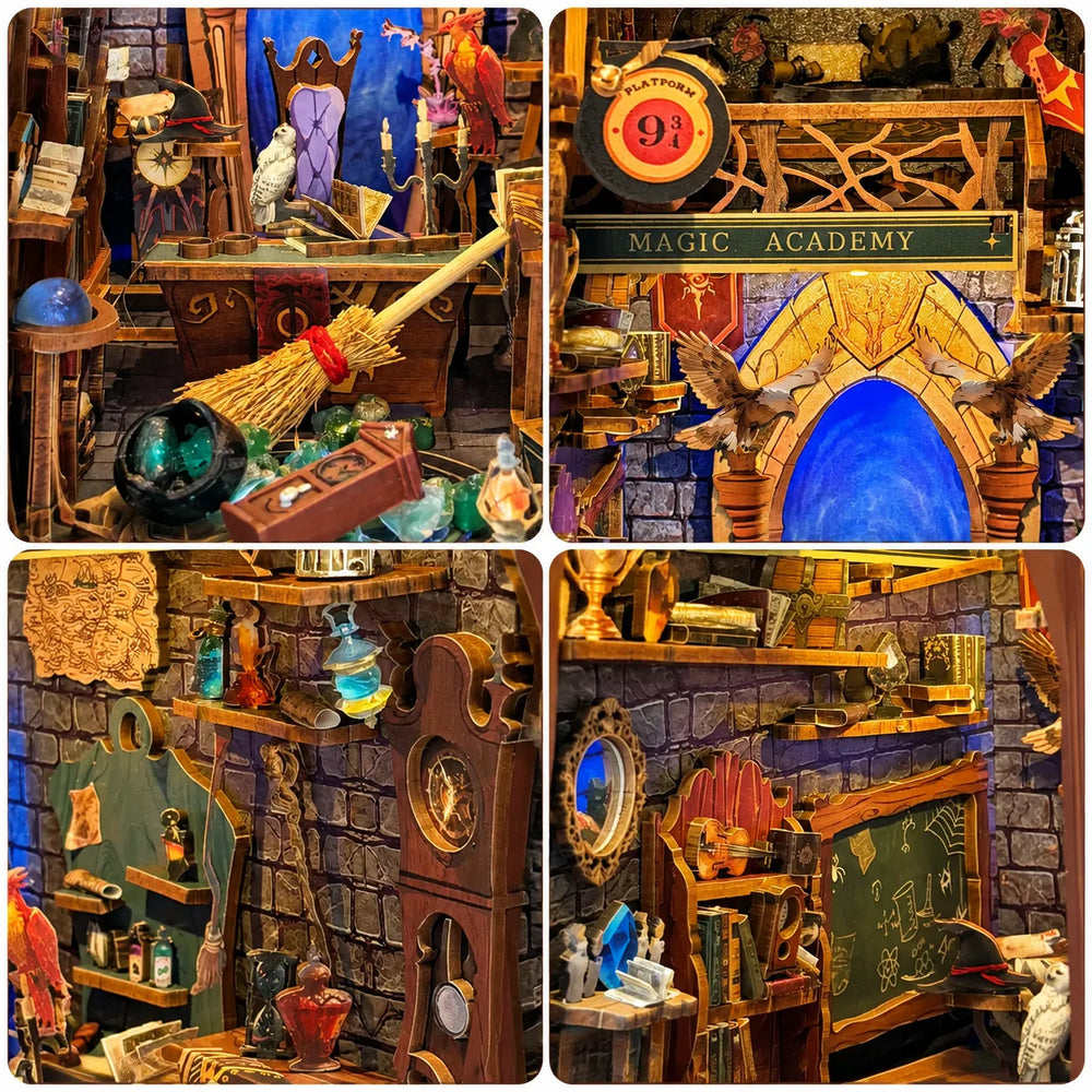 Enchanting Wizarding Details — Kit de serre-livres miniature DIY "Académie de Magie"