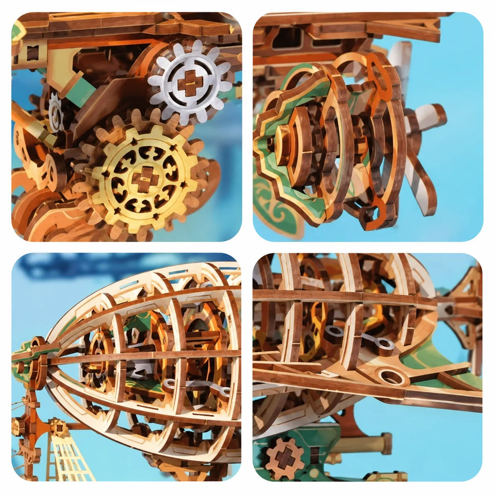 Steampunk Airship Details — Sailing in Fog DIY 3D Mechanical Transmission Wooden Puzzle Kit