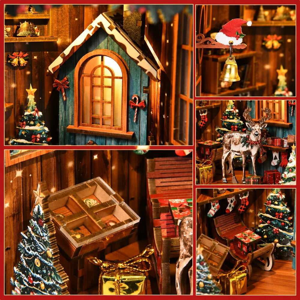 Festive Christmas Miniature Scene — Snow Realm Wei Pavilion DIY Book Nook Kit