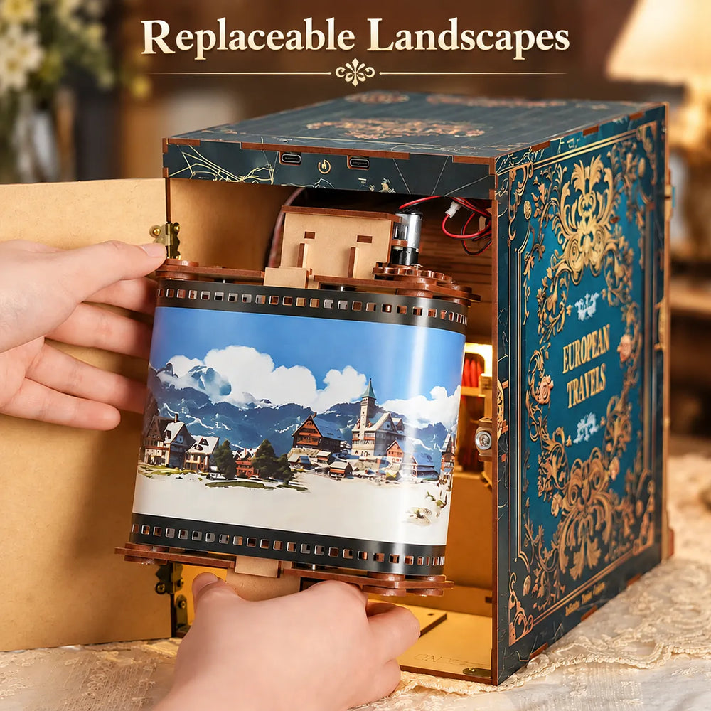 Replaceable Scenic Journey — Train Cabin Series – European Travels Motion Scene DIY Book Nook Kit