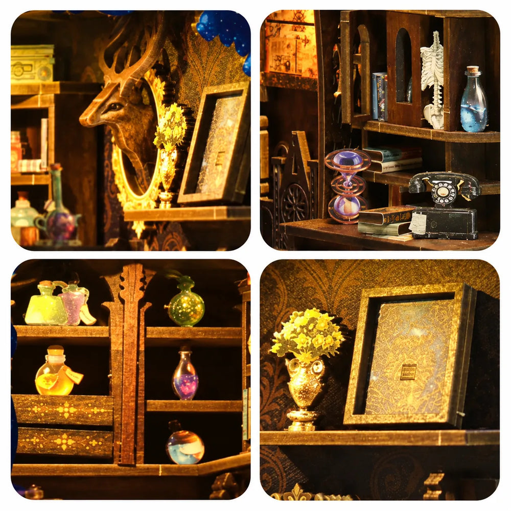 Rich Vintage Curiosity Details — Magic Potion House DIY Book Nook Kit