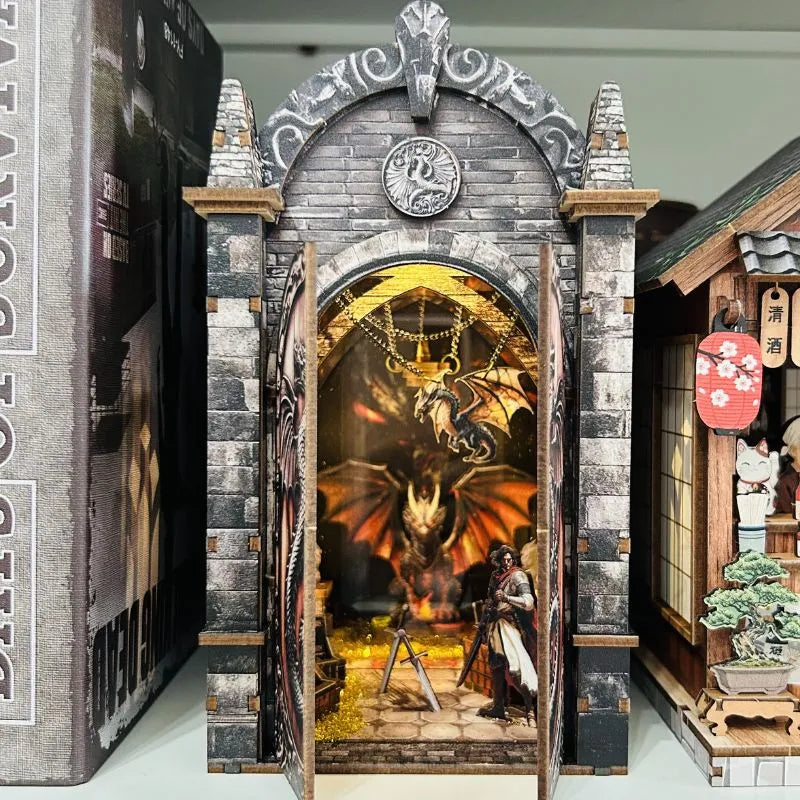 Intricate Medieval Details — Dragon's Treasure Labyrinth DIY Book Nook Kit