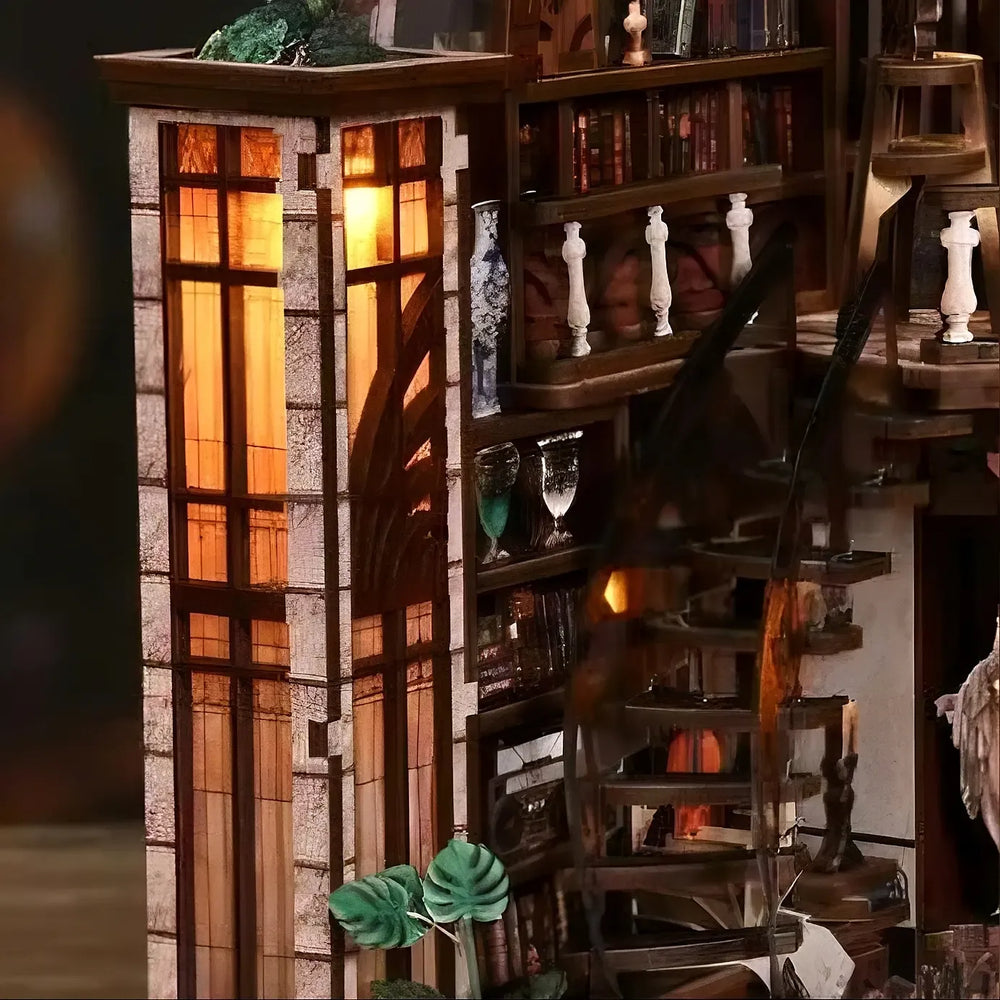Elegant Curved Staircase — Bacchus Bookstore DIY Mini House Kit l DIY Miniature Kit