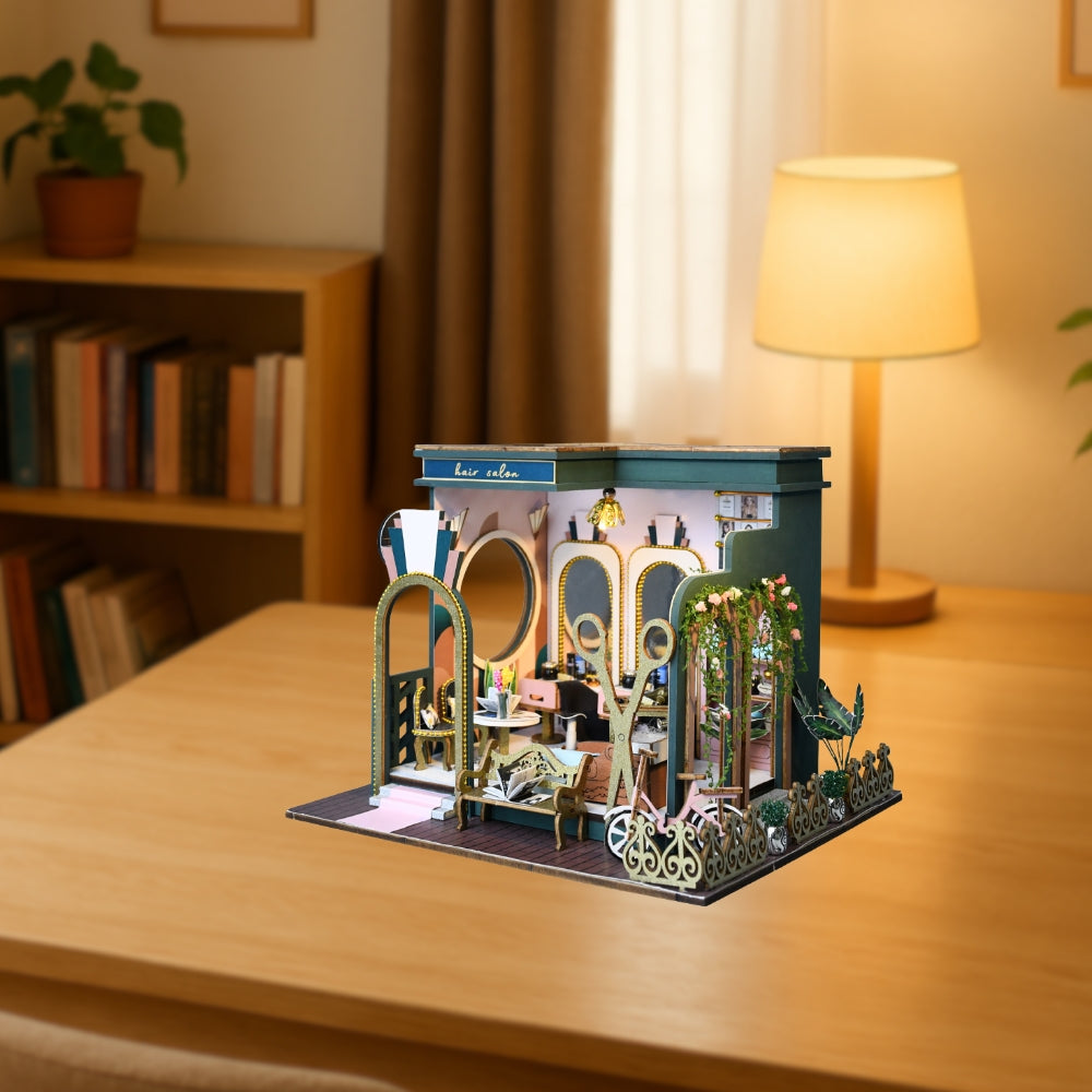 Hair Saloon Mini House Kit l DIY Miniature Kit - ROCOXIA