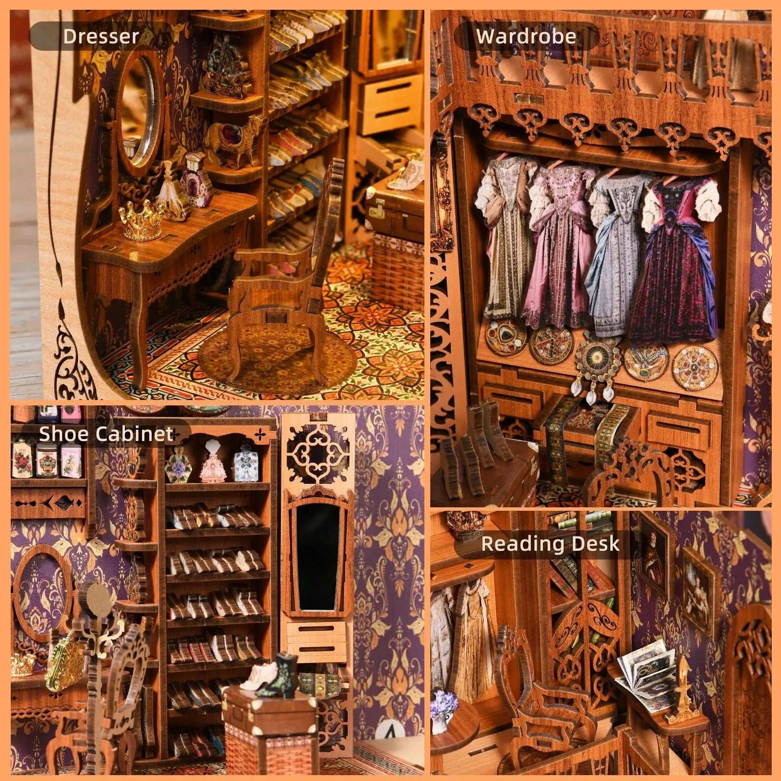 Rocoxia Wardrobe of Duchess DIY Book Nook Kit - Rocoxia