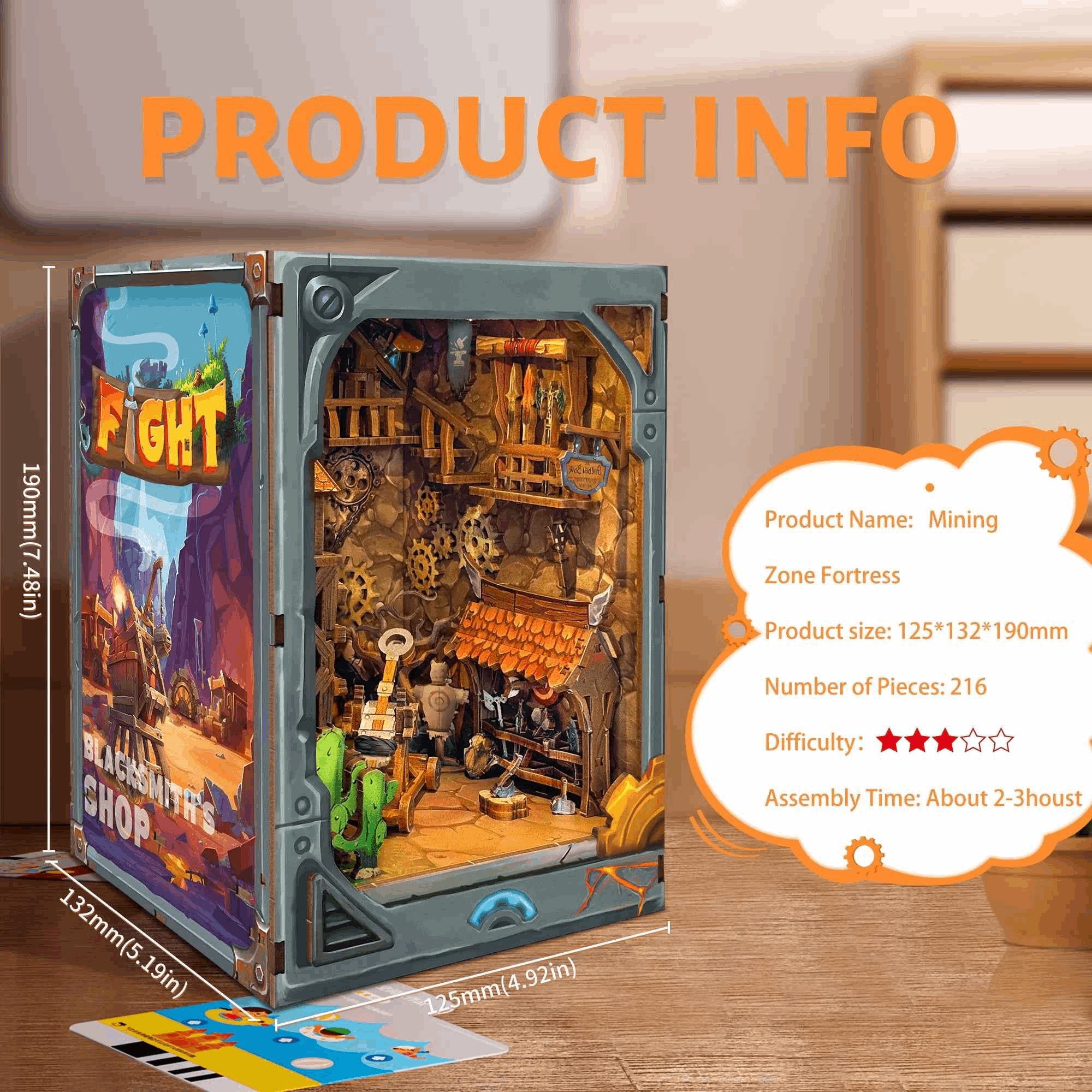 Mining Zone Fortress DIY Book Nook Kit - ROCOXIA