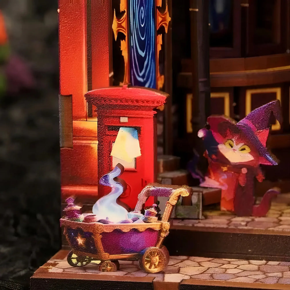 Potion Cart & Wizard Cat — Magic Alley DIY Book Nook Kit