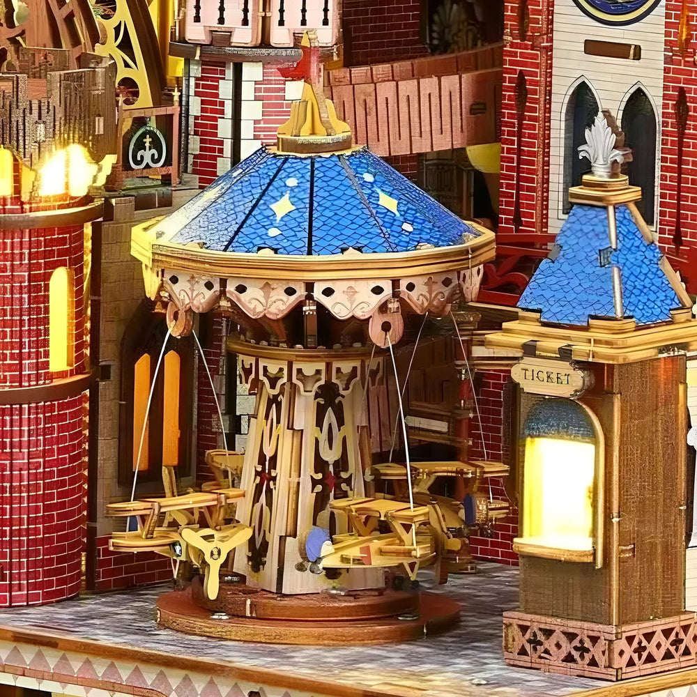 Rotating Swing Ride — DIY Miniaturarchitektur-Bausatz Schloss Annecy | 3D-Holz-Mechanik-Puzzle