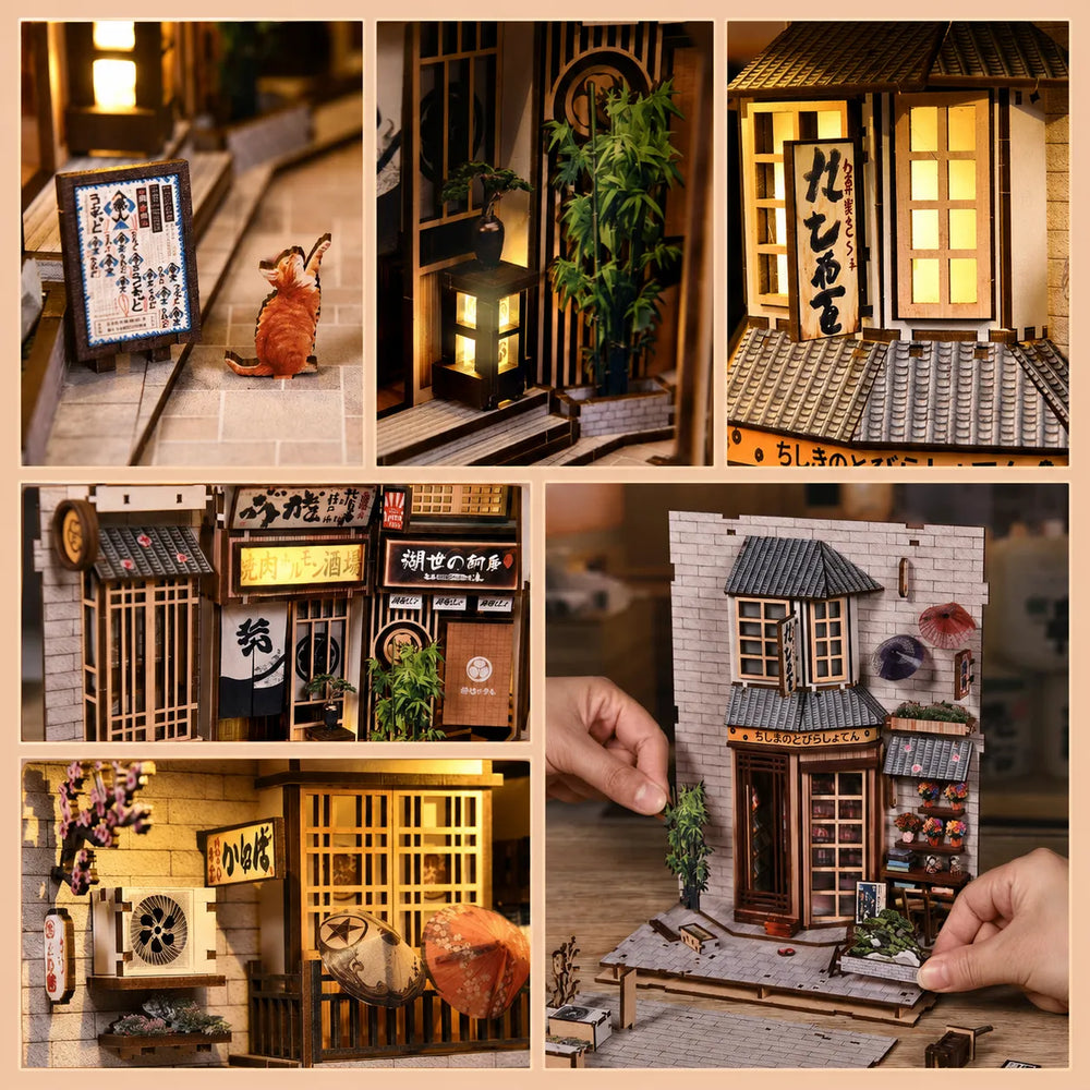 Traditional Storefront Details — The Alley Waiting for the Cat DIY Book Nook Kit