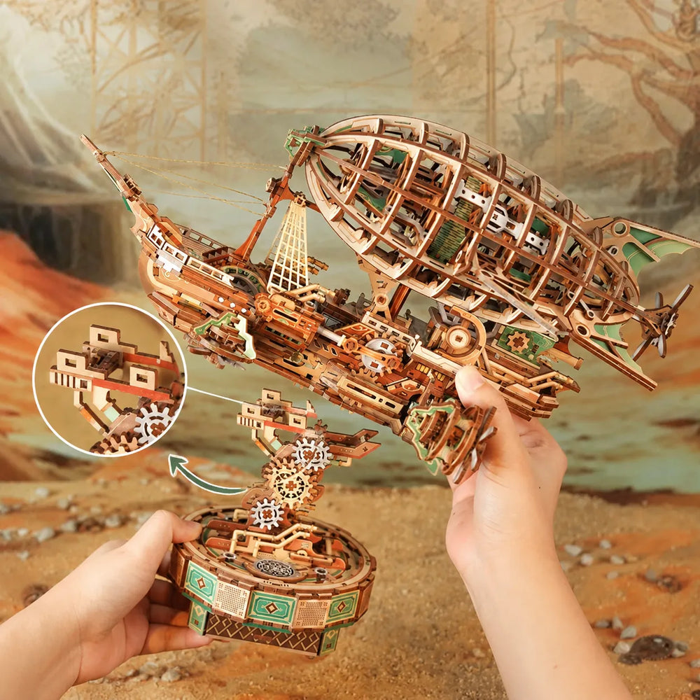 Detachable Snap-Lock Design — Sailing in Fog DIY 3D Mechanical Transmission Wooden Puzzle Kit