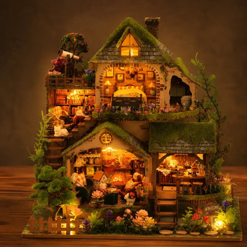 Warm Ambient LED Lighting — Forest Adventure DIY Mini House Kit l DIY Miniature Kit