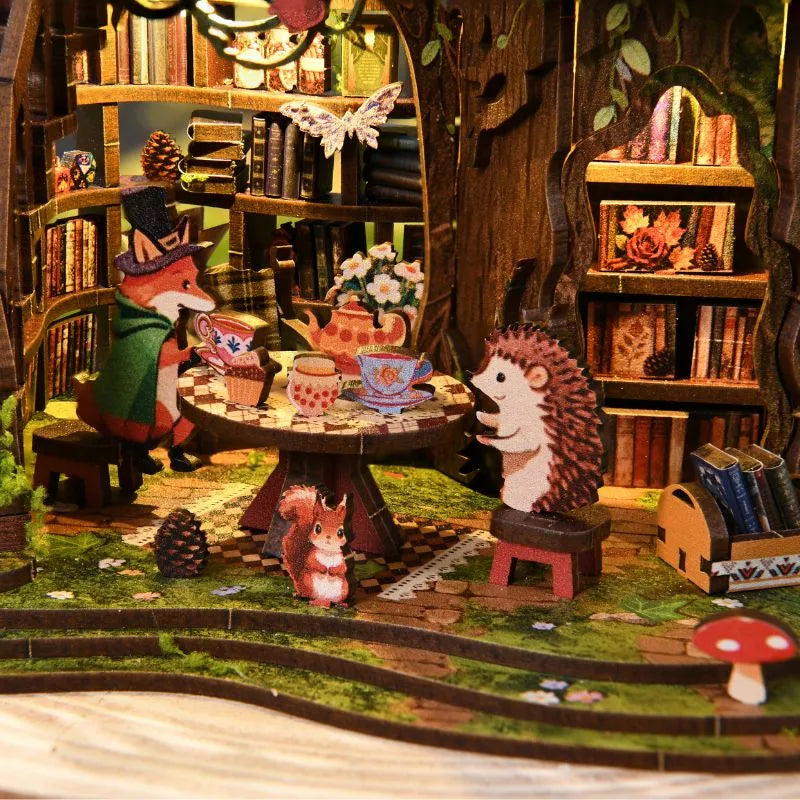 Woodland Animals’ Afternoon Tea — Forest Tea Book Club DIY Mini House Kit l DIY Miniature Kit
