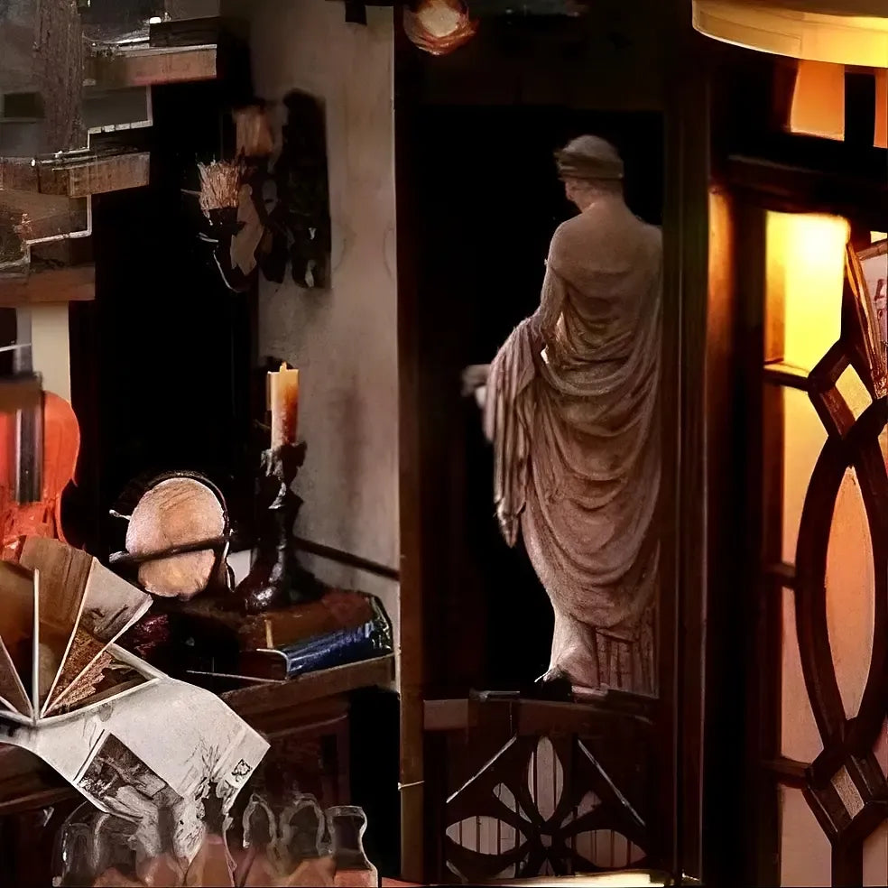 Classical Statue & Vintage Desk — Bacchus Bookstore DIY Mini House Kit l DIY Miniature Kit