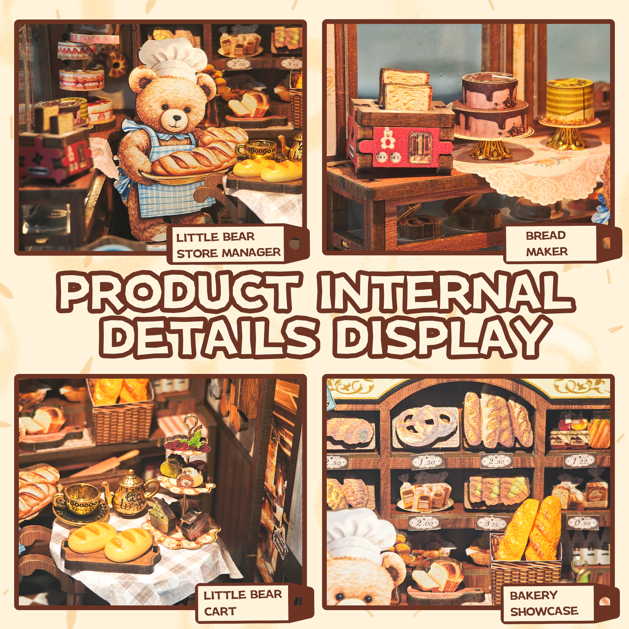 Rocoxia Bear Bakery DIY Book Nook Kit - Rocoxia