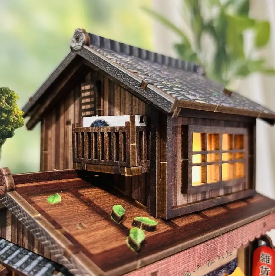 Cozy Wooden Attic & Glowing Window — Kasuga Grocery Store DIY Mini Book Nook Kit