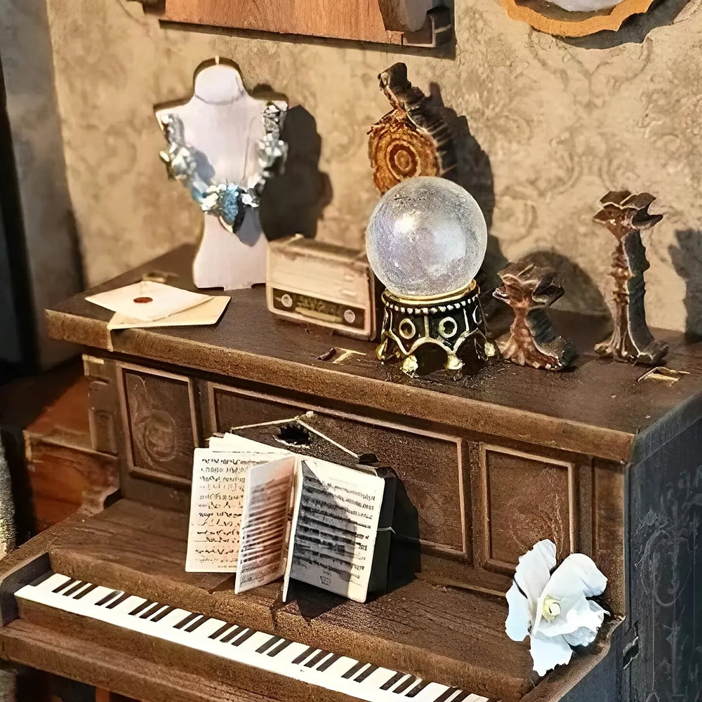 Mini Piano & Vintage Details — Glimmer Hall DIY Story Frame Puzzle Kit with LED Lights