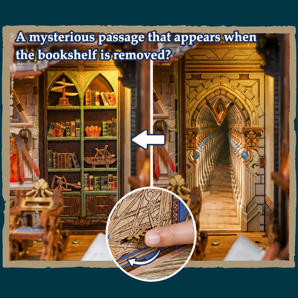 Secret Passage & Hidden Cabinet — Leonardo da Vinci DIY Book Nook Kit