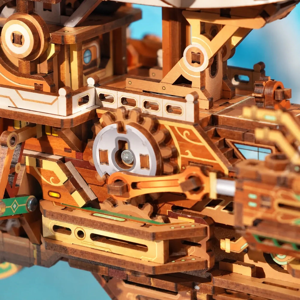 Gear Rotation Mechanism — Sailing in Fog DIY 3D Mechanical Transmission Wooden Puzzle Kit