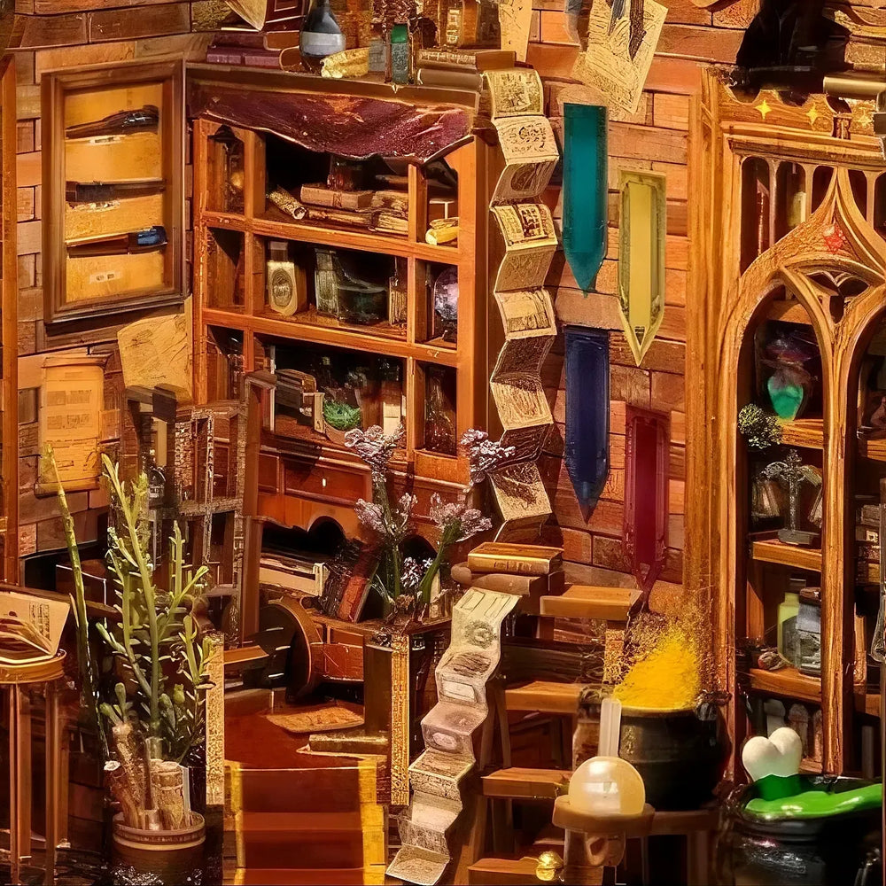 Enchanted Workshop Details — Magic Potion Workshop DIY Book Nook Kit