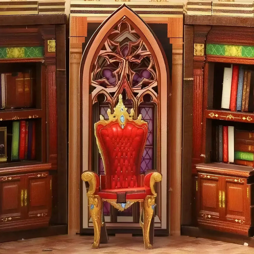 Luxury Red Velvet Throne — World Bookstore DIY-Bücherregaleinsatz-Bausatz