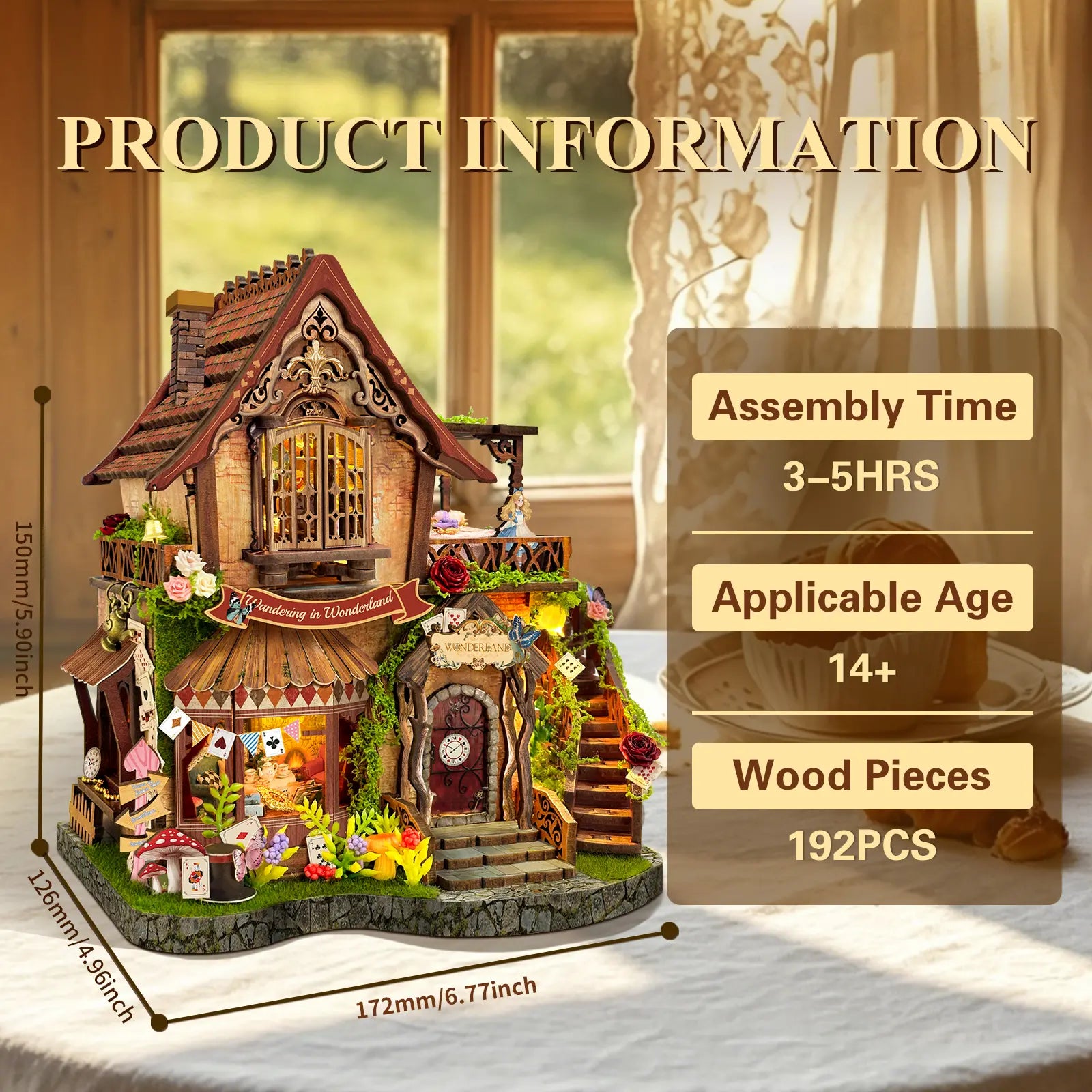 Dreamy Cottage DIY Miniature House Kit product information size chart