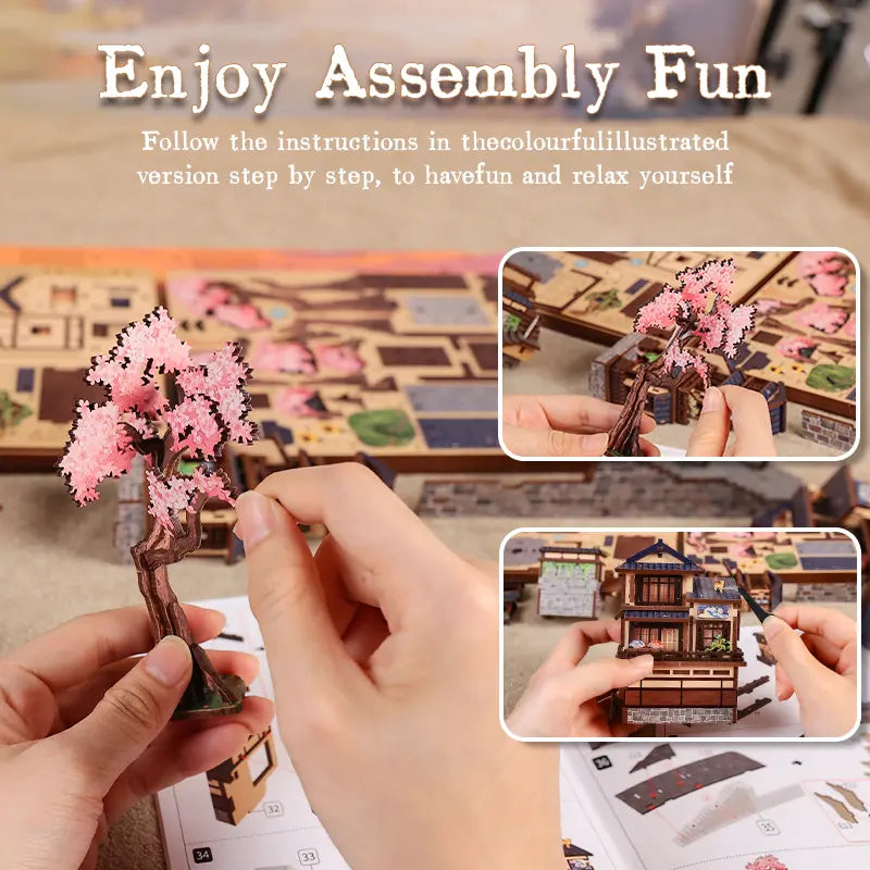 DIY assembly process photo of Twilight Sakura Path Book Nook Kit