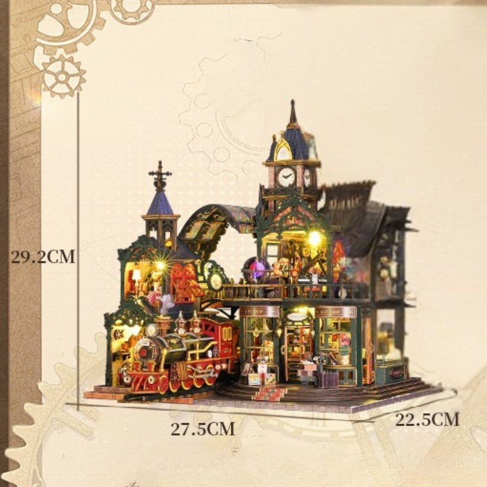 Rail-track Secluded City: Train Mini House Kit l DIY Miniature Kit - ROCOXIA