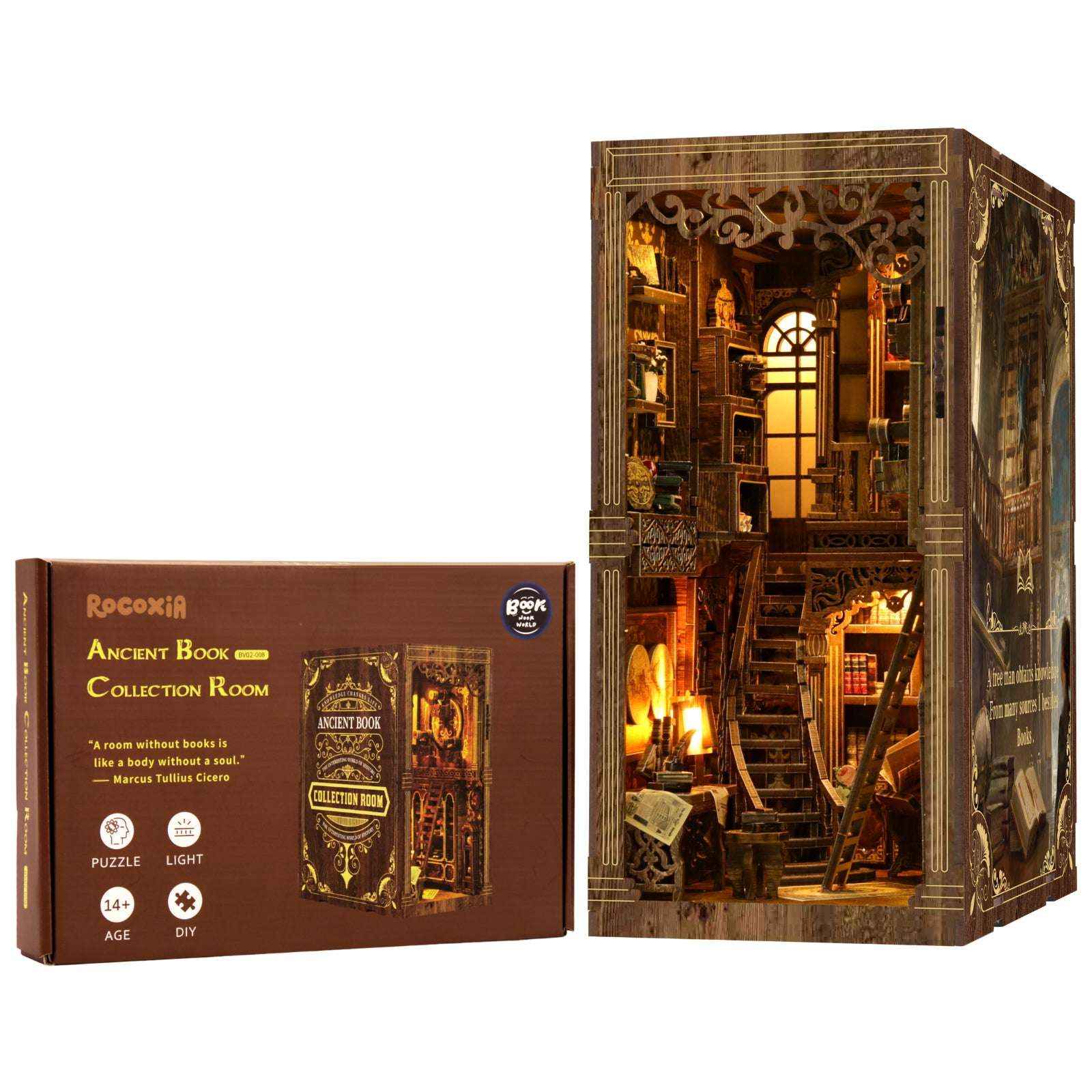 Rocoxia Ancient Book Collection Room DIY Book Nook Kit(Dust cover included) - Rocoxia