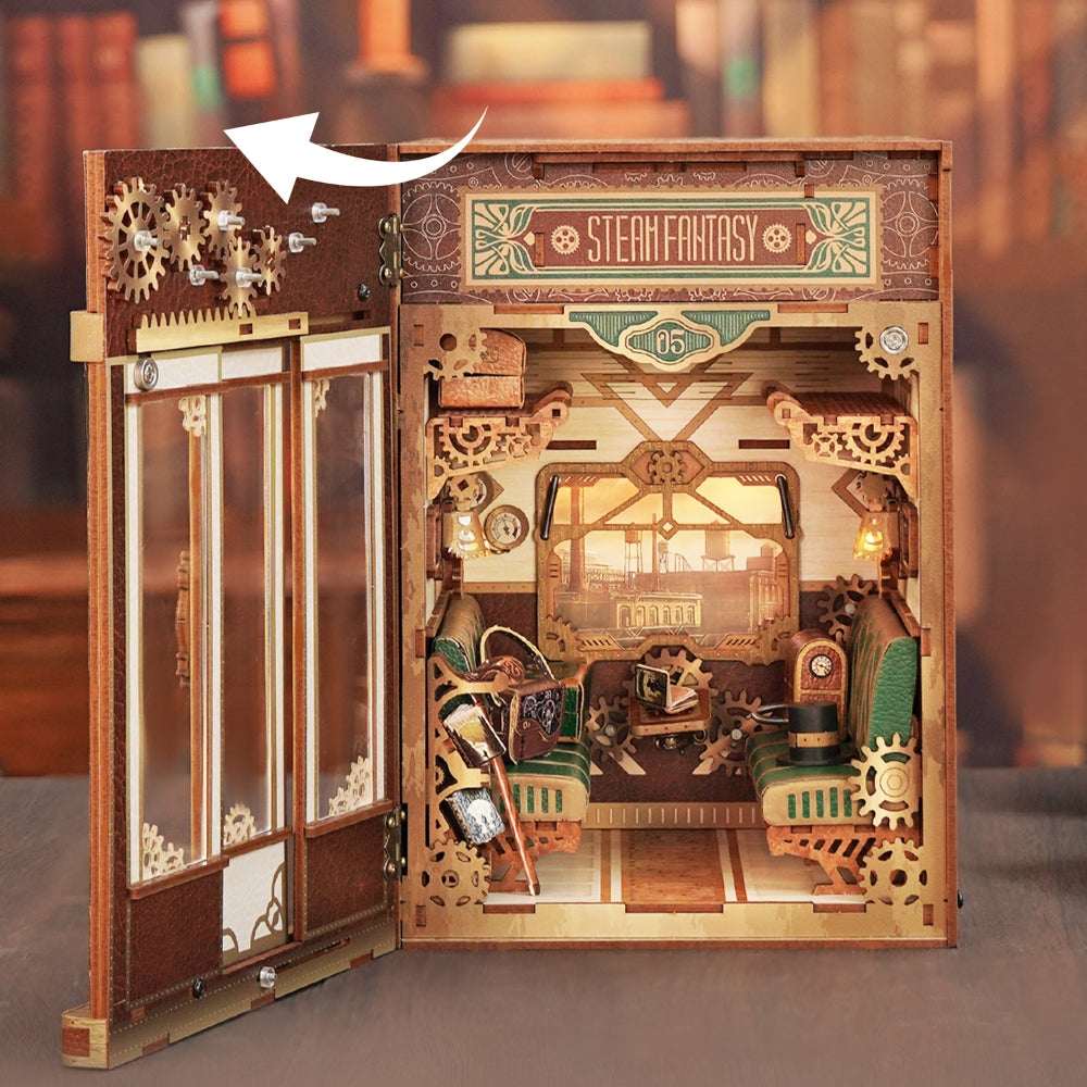 Train Cabin Series – Steam Fantasy Motion Scene DIY Book Nook Kit - ROCOXIA