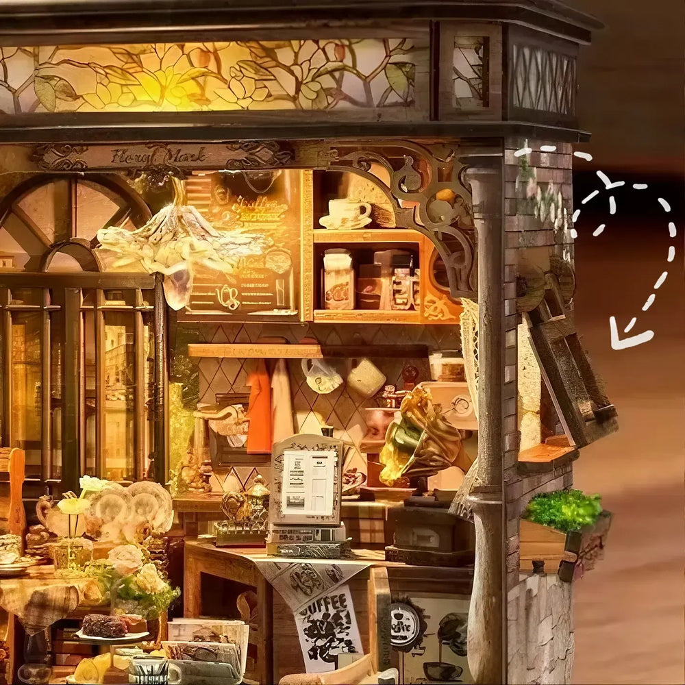 Flip-Open Vintage Shutter — Floral Mark Café DIY Book Nook Kit