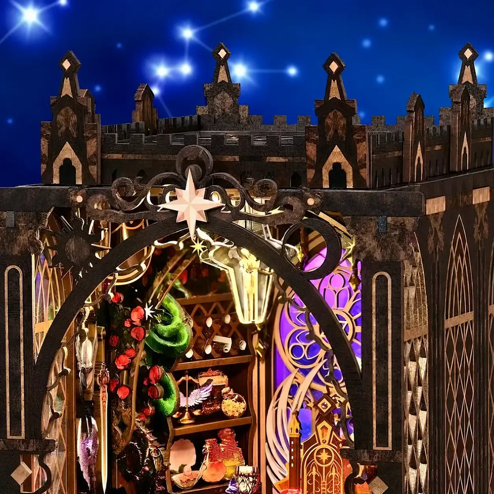Gothic Spire Roof & Arched Frame — Kit de serre-livres DIY Zodiaque Mystique