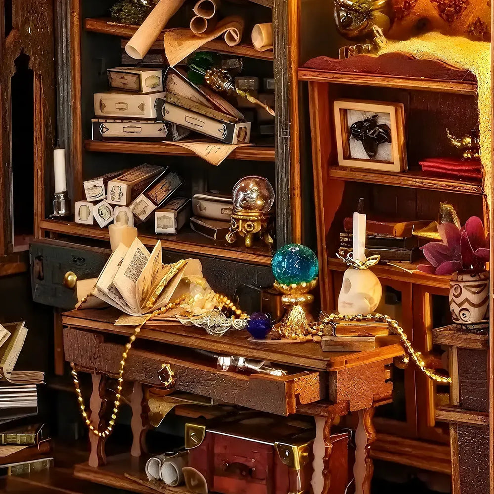 Rich Wizard Shop Details — Magic Shop DIY Book Nook Kit (SQ-114)