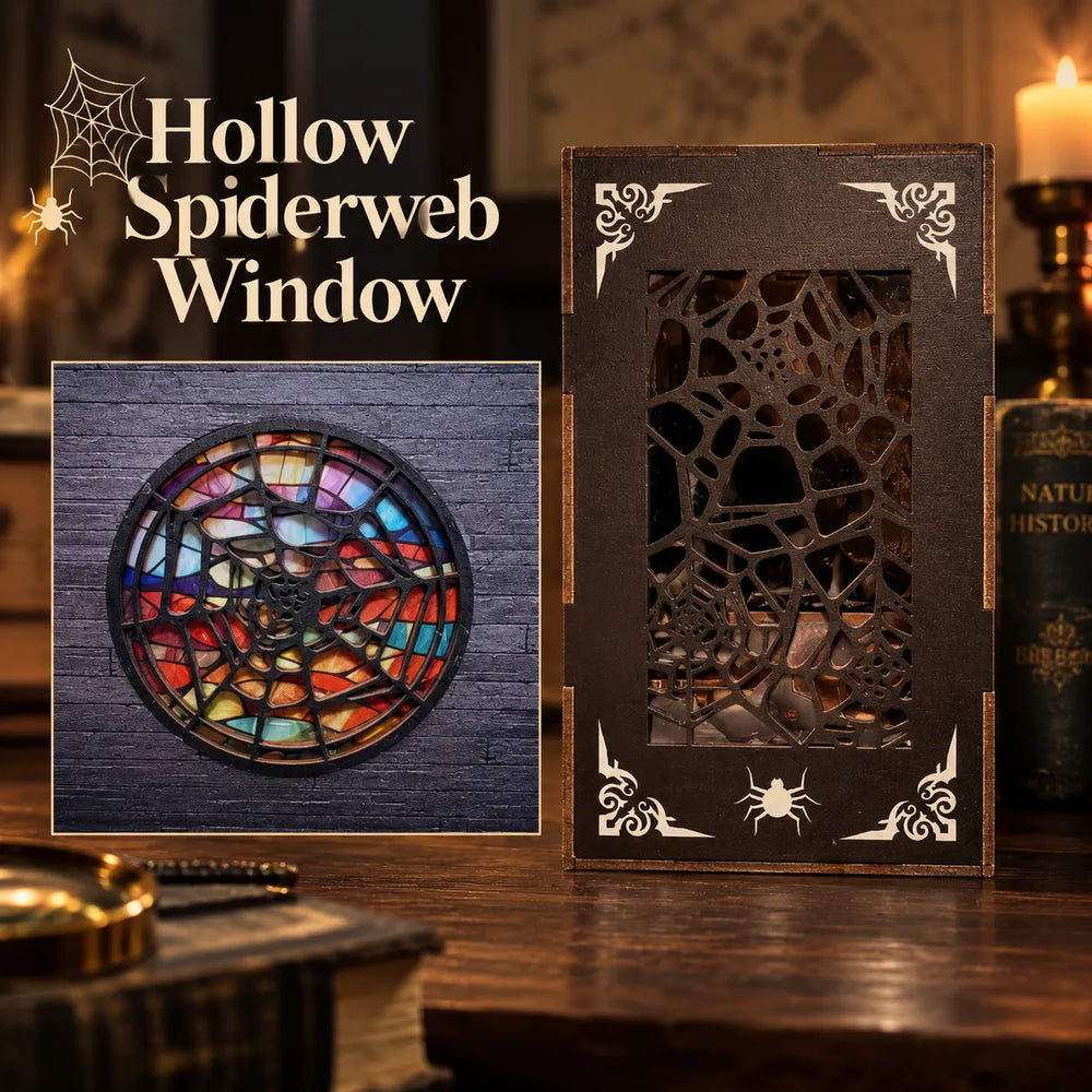 Intricate Spiderweb Cutouts — The Dark Family DIY Book Nook Kit